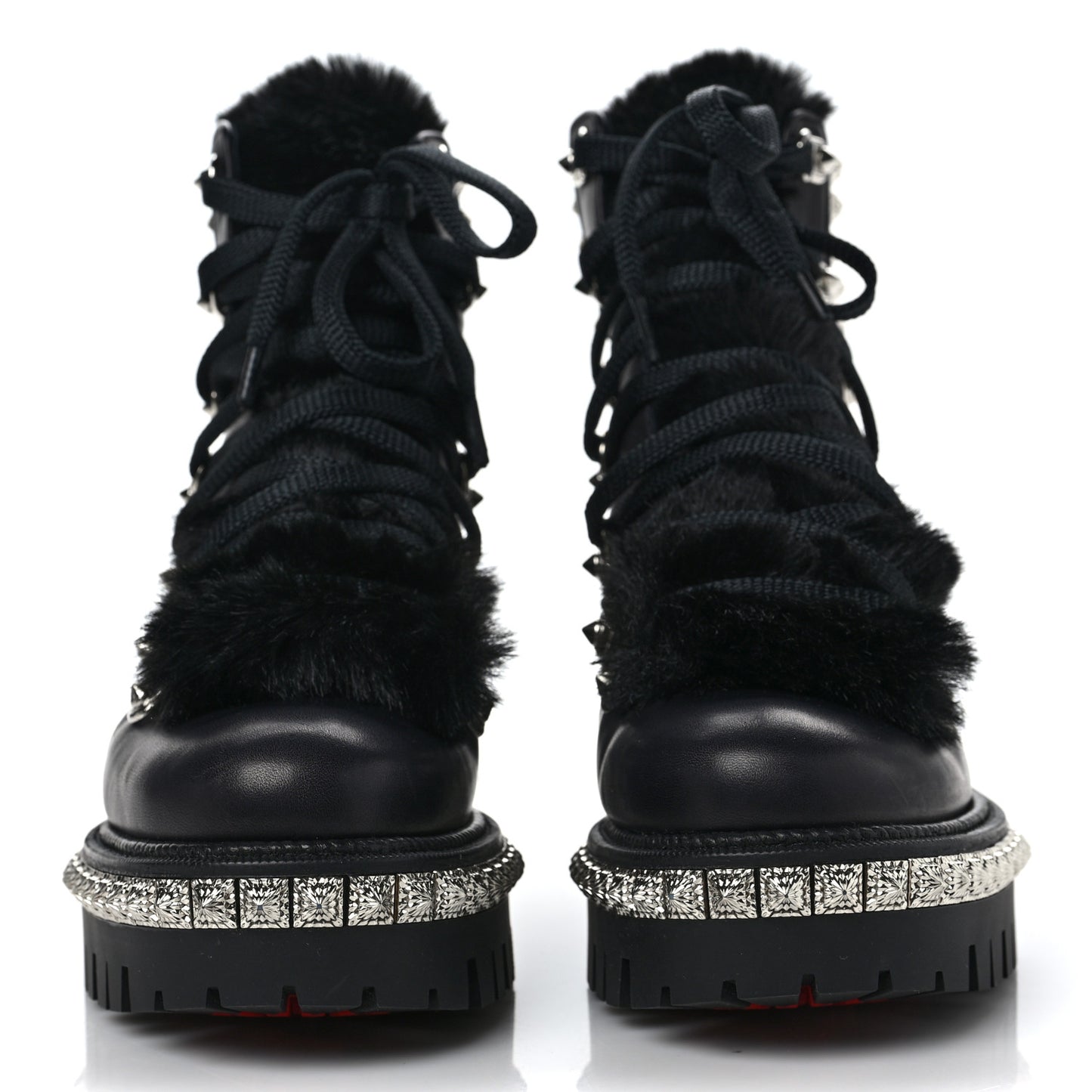 Calfskin Studded Shearling Yeti Donna Boots 36 Black