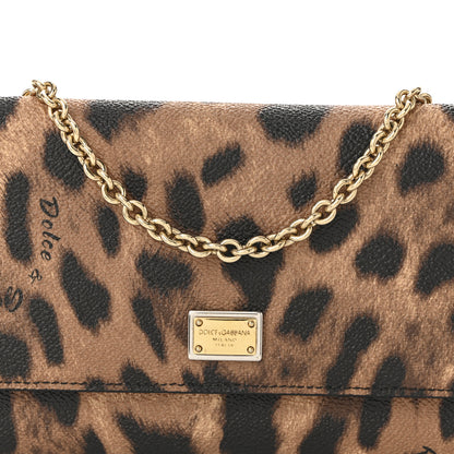 Dolce & Gabbana Dauphine Leopard Print Wallet On Chain Brown Black 7 of 9