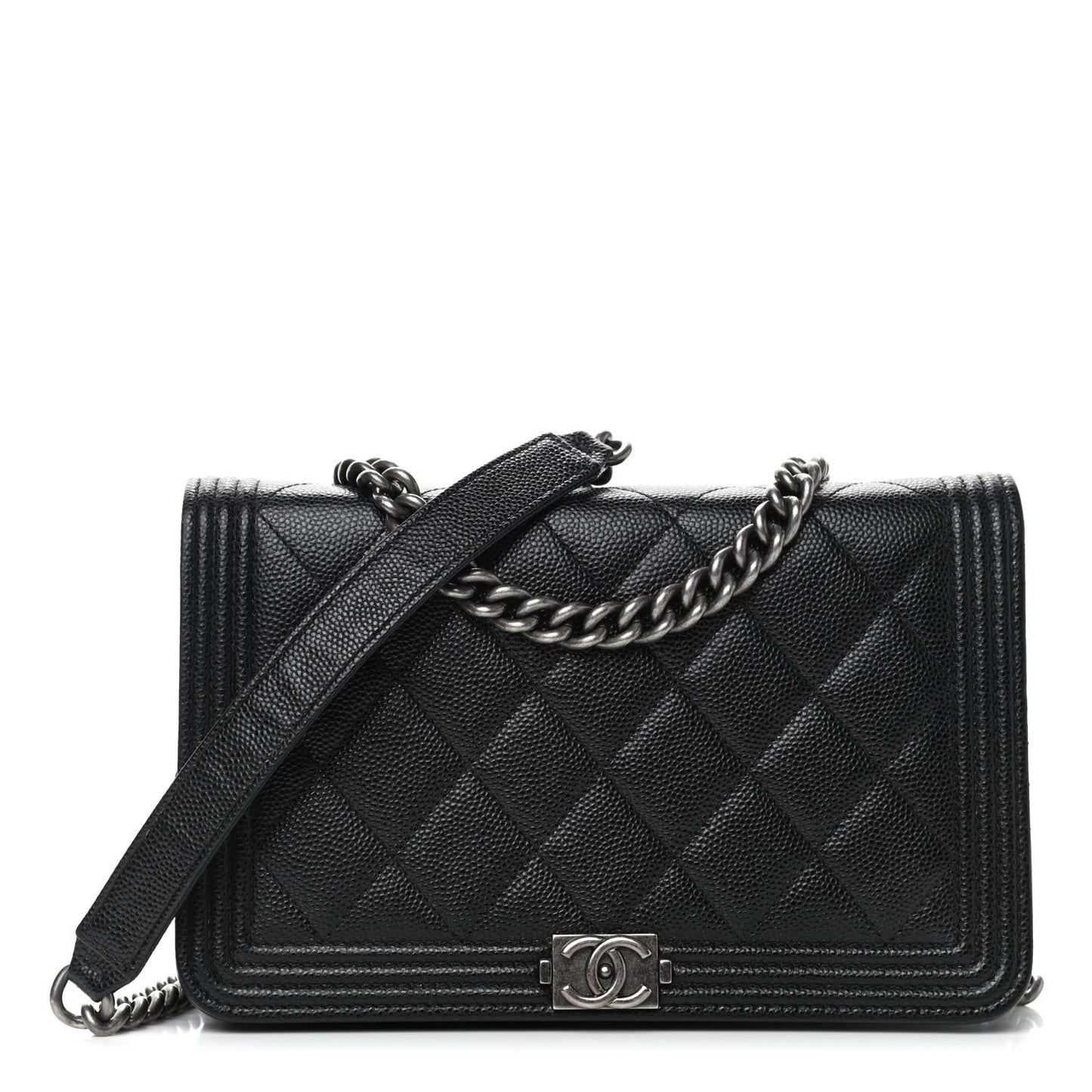Caviar Quilted Boy Wallet On Chain WOC Black