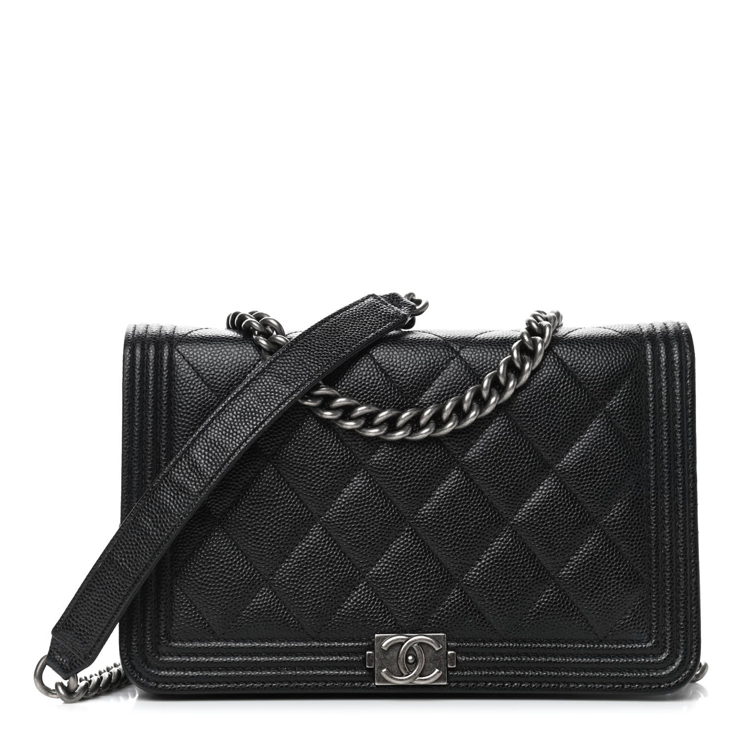 Chanel Caviar Quilted Boy Wallet On Chain WOC Black 1 of 5