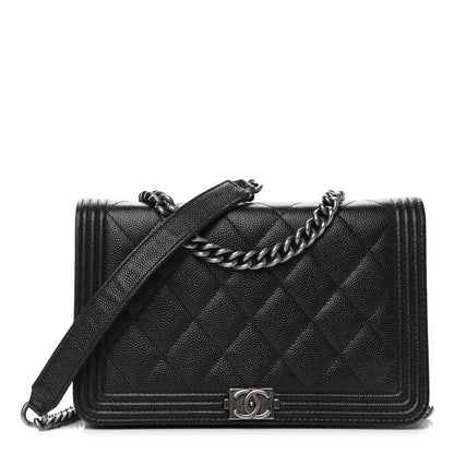 Chanel Caviar Quilted Boy Wallet On Chain WOC Black 1 of 5