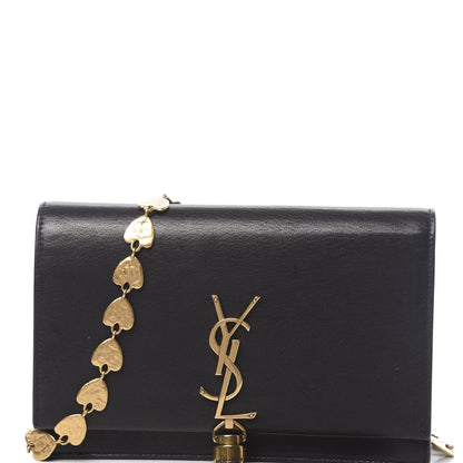 Saint Laurent Smooth Calfskin Classic Monogram Kate Heart Tassel Heart Chain Wallet Black 10 of 20