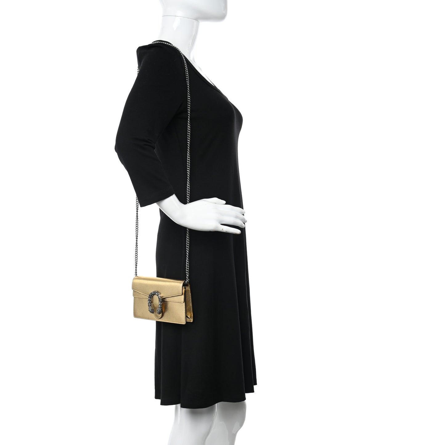 Metallic Textured Calfskin Crystal Mini Dionysus Shoulder Bag Gold