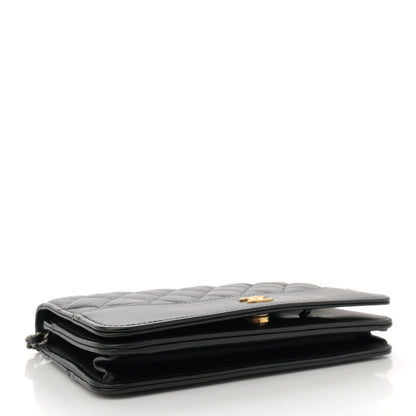 Chanel Aged Calfskin Quilted Gabrielle Wallet On Chain WOC Black 4 of 12