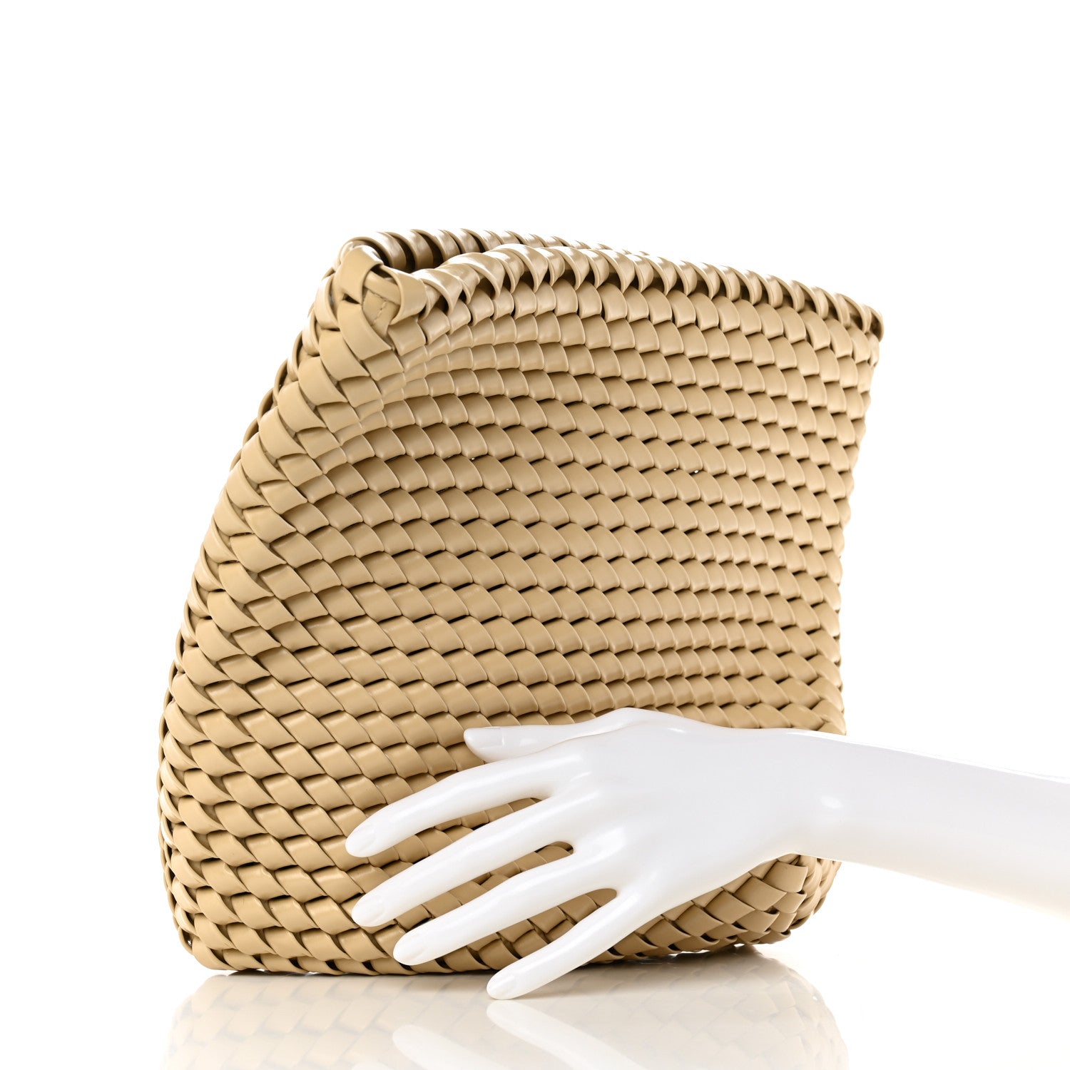 Bottega Veneta Patent Nappa Intrecciato Slanted Clutch Porridge 2 of 8