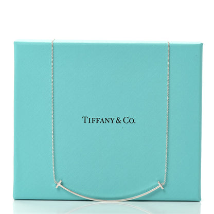 Tiffany Sterling Silver Large T Smile Pendant Necklace 6 of 6