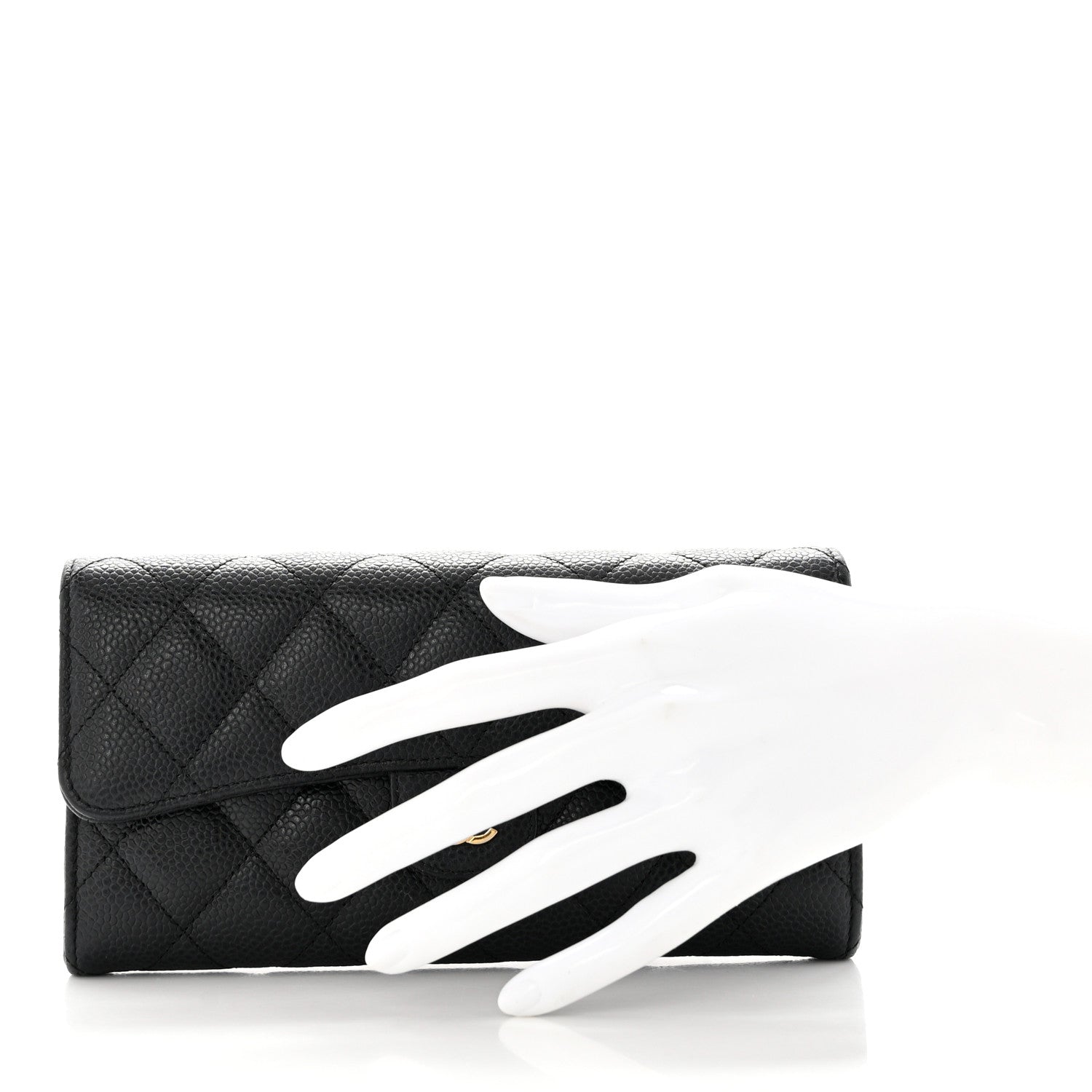 Chanel Caviar Quilted Large Gusset Flap Wallet Black 2 of 9