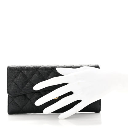 Chanel Caviar Quilted Large Gusset Flap Wallet Black 2 of 9