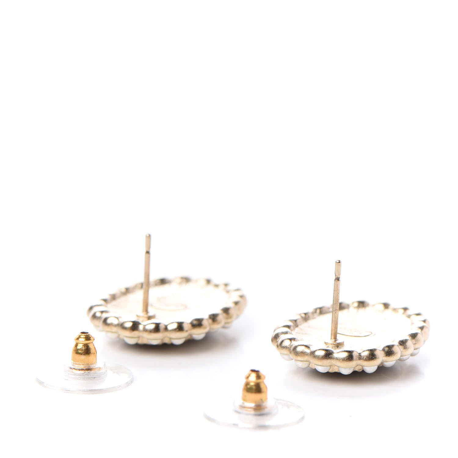 Chanel Pearl Enamel CC Oval Earrings Gold Black 3 of 5