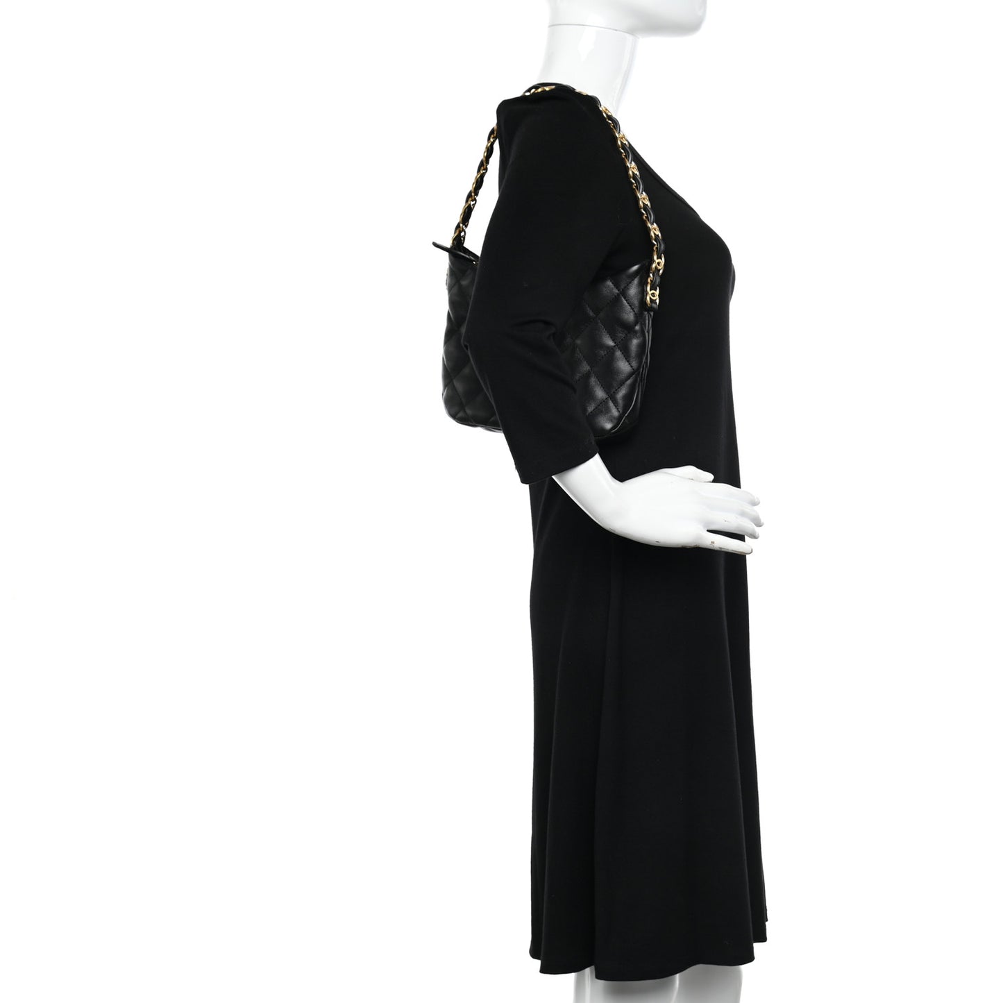 Lambskin Quilted CC Links Hobo Black