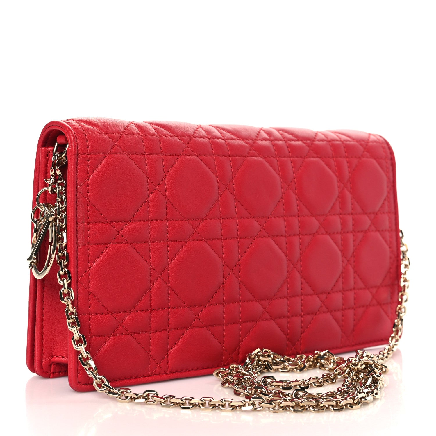 Christian Dior Lambskin Cannage Lady Dior Pouch Red 4 of 10