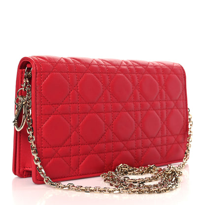 Christian Dior Lambskin Cannage Lady Dior Pouch Red 4 of 10