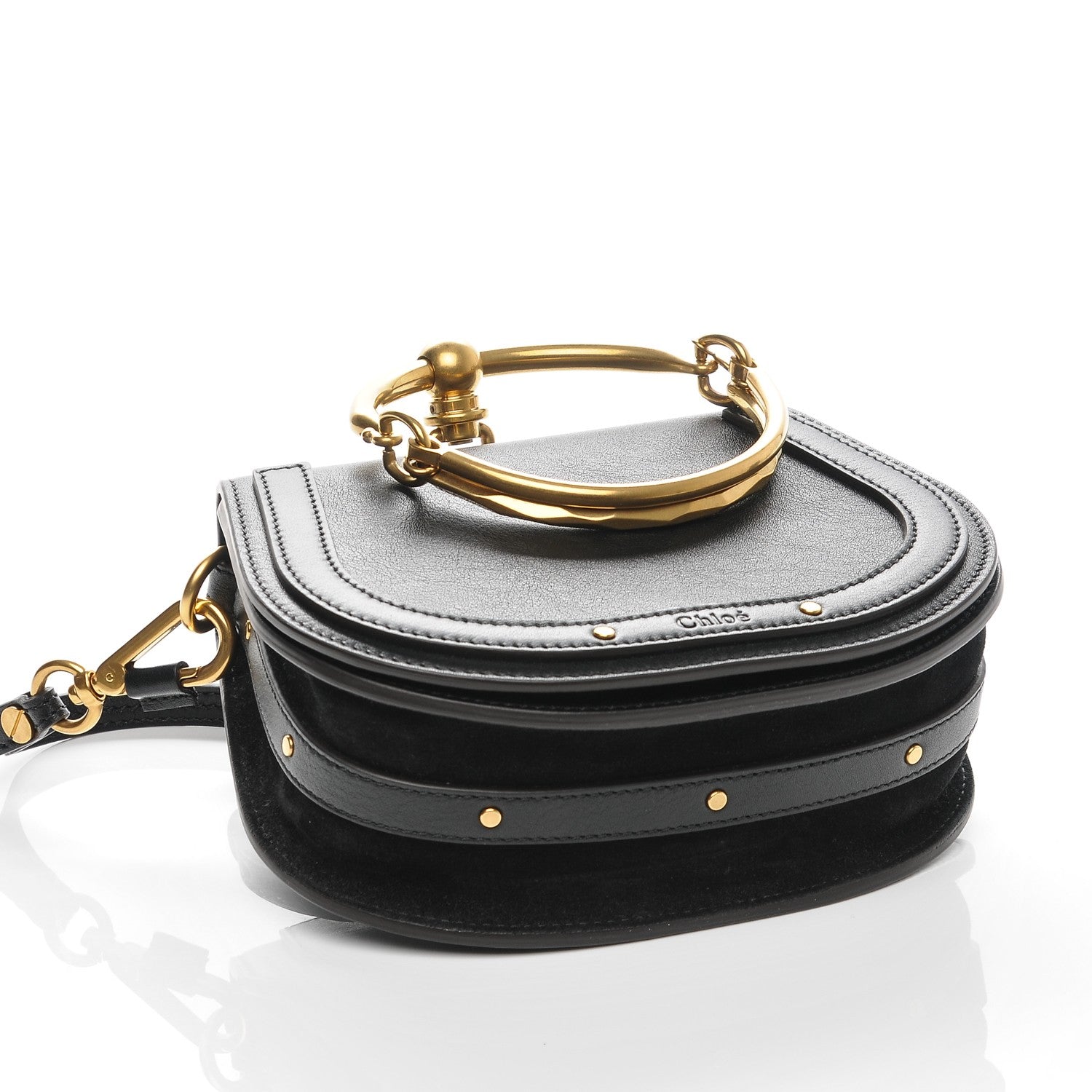 Chloe Calfskin Suede Small Nile Bracelet Bag Black 4 of 7