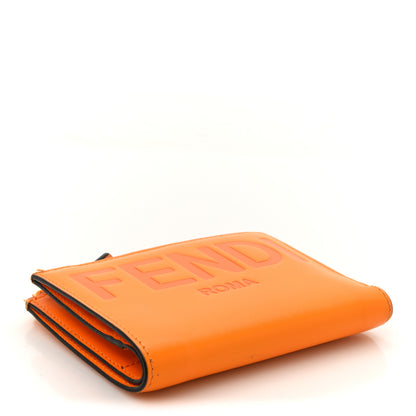 Fendi Vitello King Tamponato Logo Embossed Medium Wallet Clementine 4 of 15