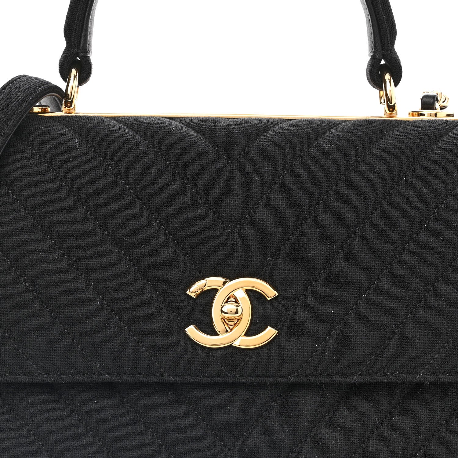 Chanel Jersey Chevron Quilted Medium Trendy CC Dual Handle Flap Bag Black 8 of 11