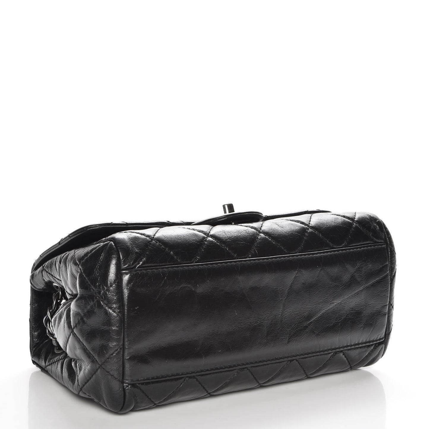 Glazed Calfskin Quilted Coco Soft Flap Black