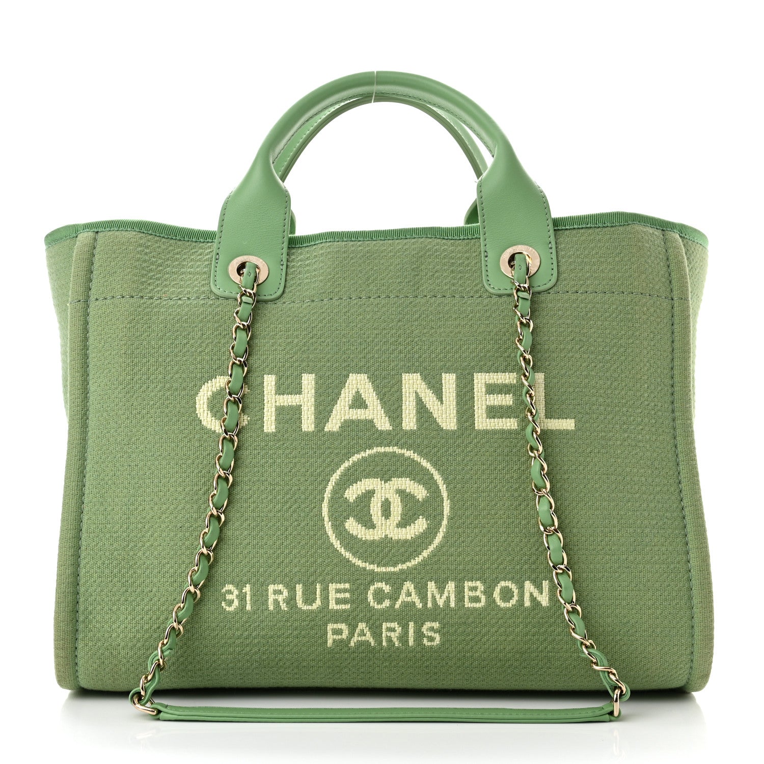 Chanel Mixed Fibers Small Deauville Tote Green 3 of 13