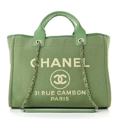Chanel Mixed Fibers Small Deauville Tote Green 3 of 13