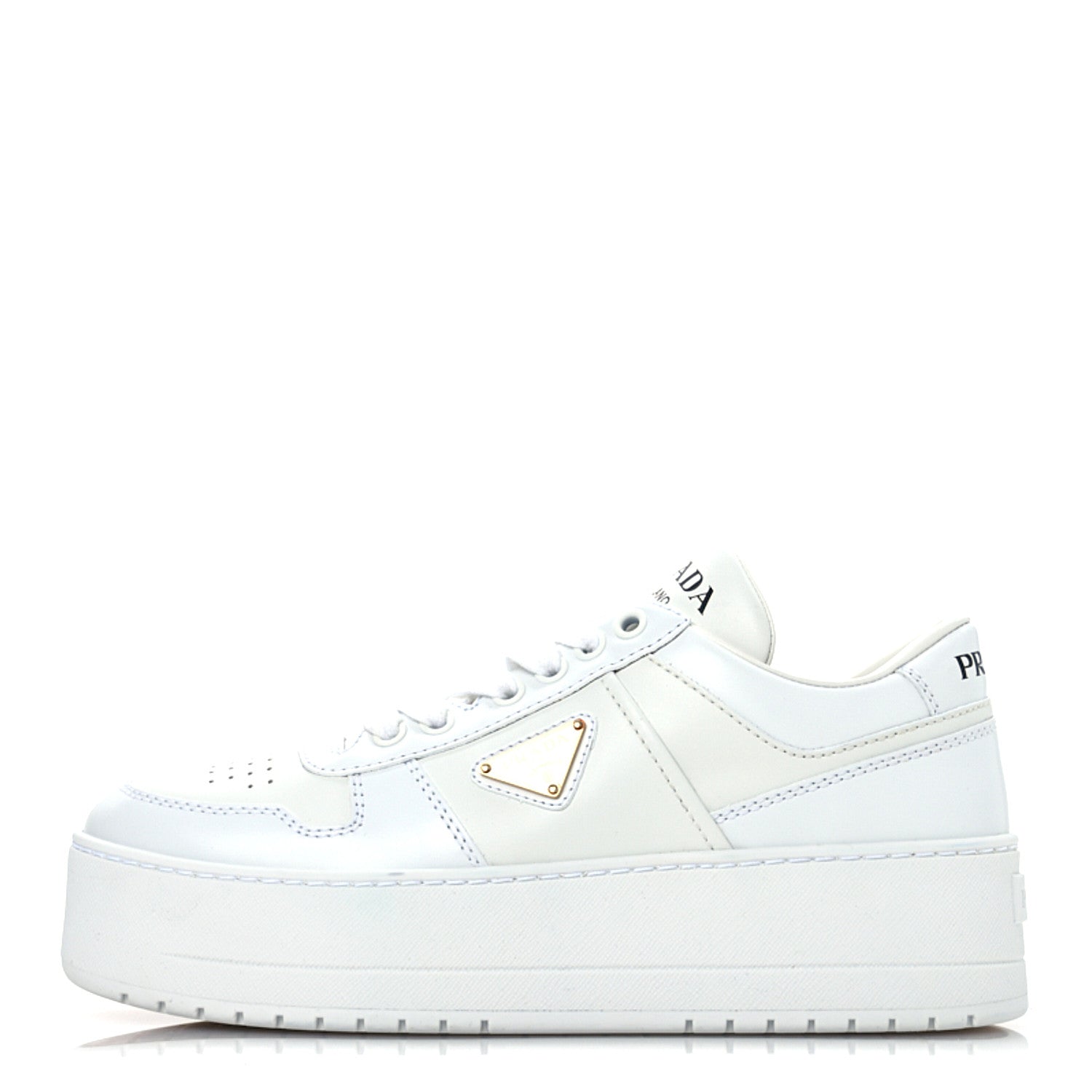 Prada Vitello Rois Triangle Womens Downtown Platform Low Top Sneakers 36.5 White 2 of 28