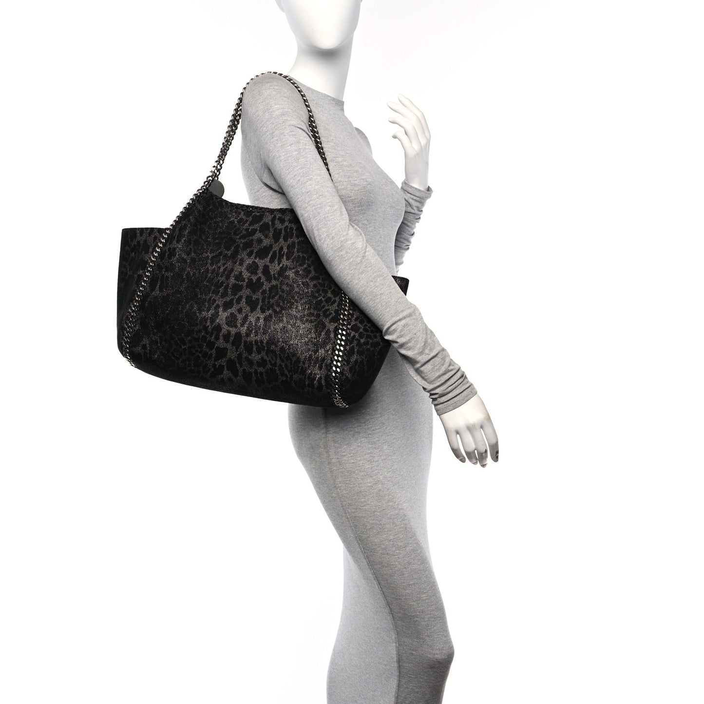 Leopard Shaggy Deer Falabella Reversible Tote Grey