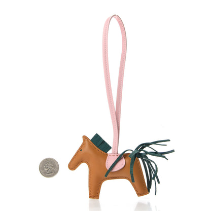 Hermes Milo Lambskin Grigri Rodeo Horse Bag Charm PM Sesame Malachite Rose Sakura 2 of 4