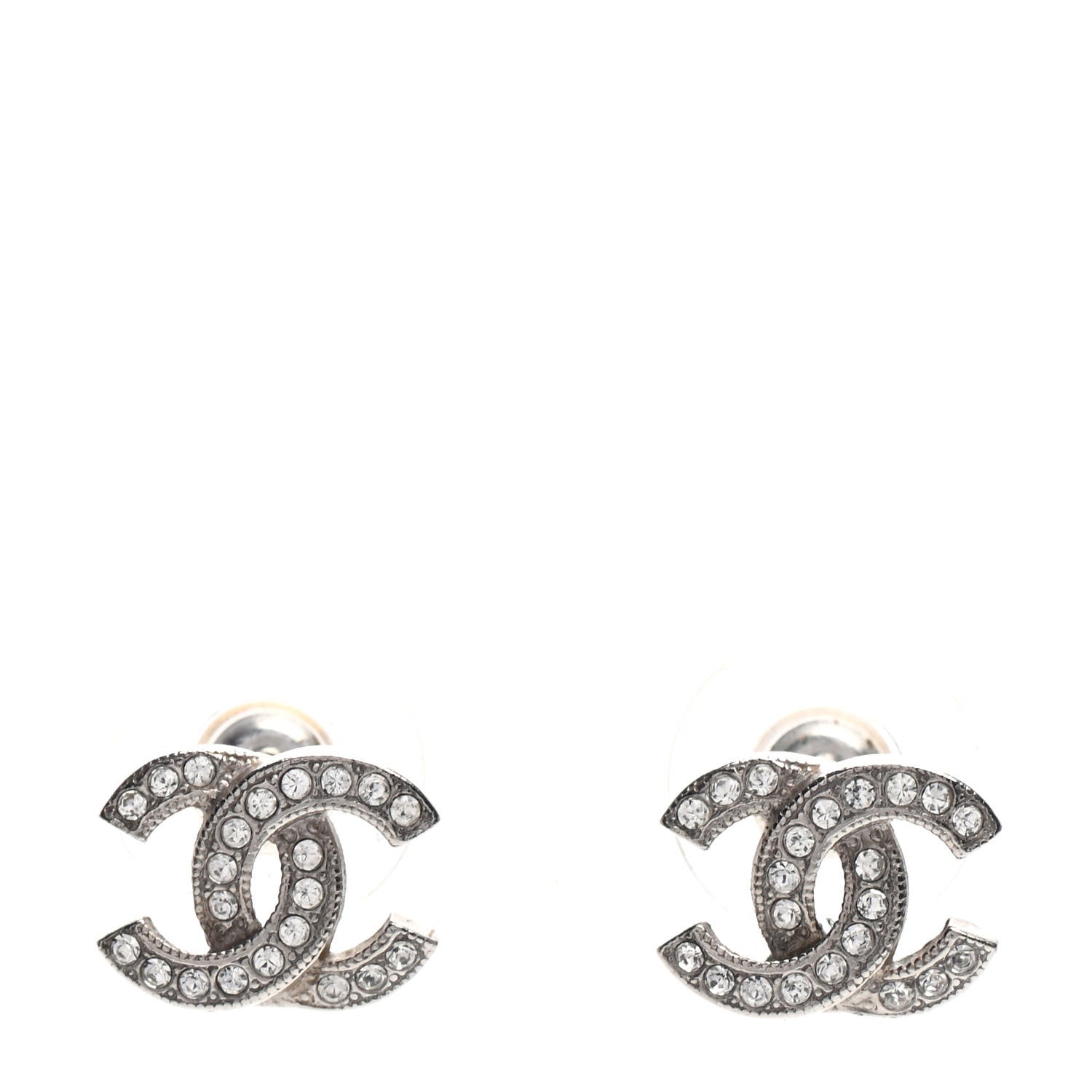 Chanel Crystal Mini Timeless CC Earrings Silver 1 of 5