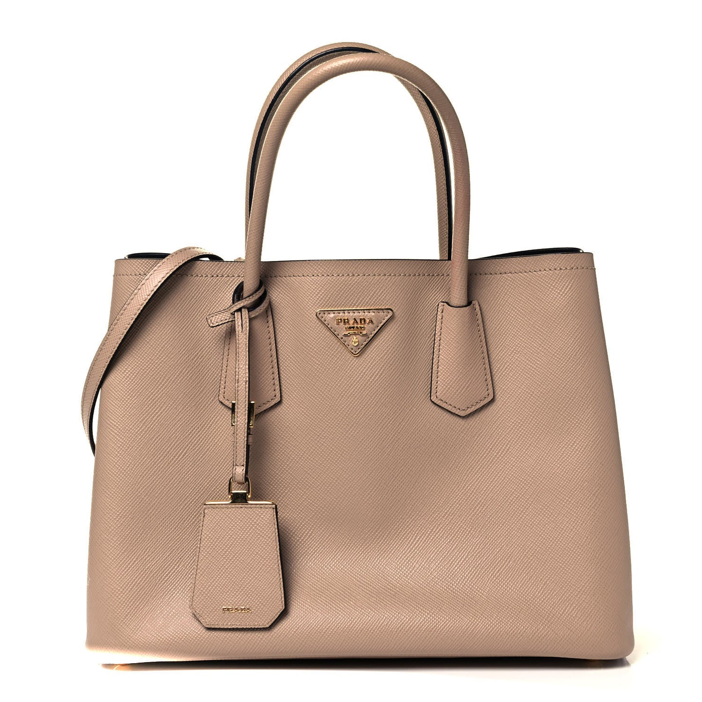 Saffiano Cuir Small Double Bag Cammeo Black