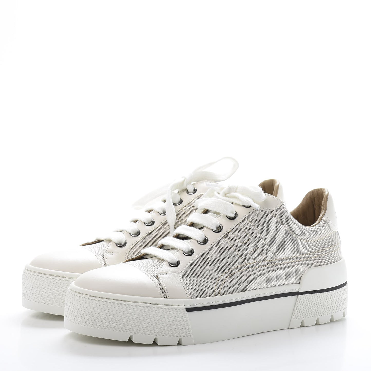 Canvas Calfskin Womens Voltage Sneakers 37 Prunoir White
