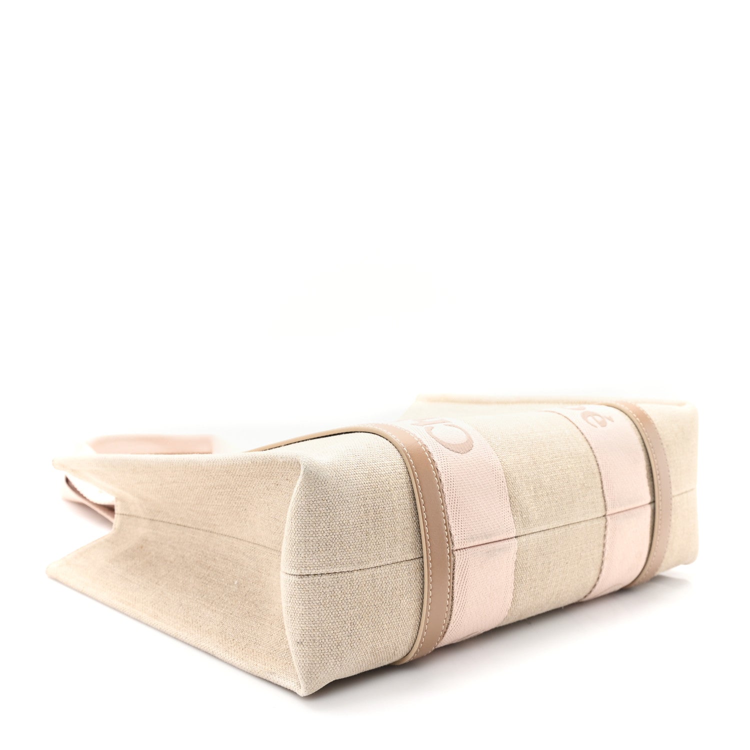 Chloe Linen Calfskin Medium Woody Ribbon Tote Blushy Beige 2 of 12