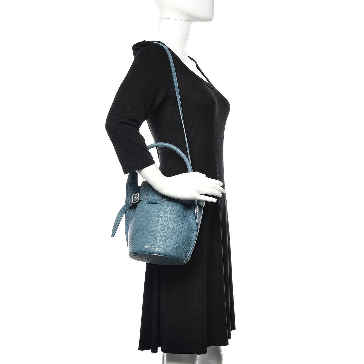 Supple Grained Calfskin Nano Big Bag Bucket Slate Blue