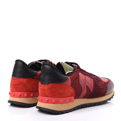 Valentino Garavani Nappa Suede Camouflage Womens Rockrunner Sneakers 35 Rubin Scarlet 4 of 9