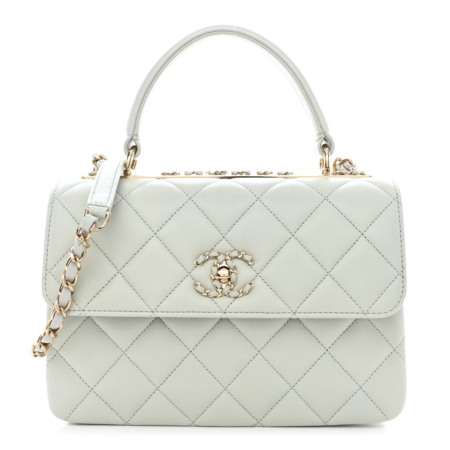 Chanel Lambskin Quilted Small Trendy Chain CC Flap Dual Handle Bag Light Blue 1 of 11