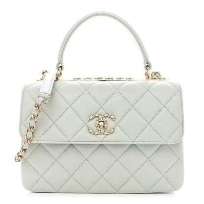 Chanel Lambskin Quilted Small Trendy Chain CC Flap Dual Handle Bag Light Blue 1 of 11