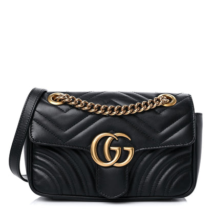 Gucci Calfskin Matelasse Mini GG Marmont Shoulder Bag Black 1 of 10