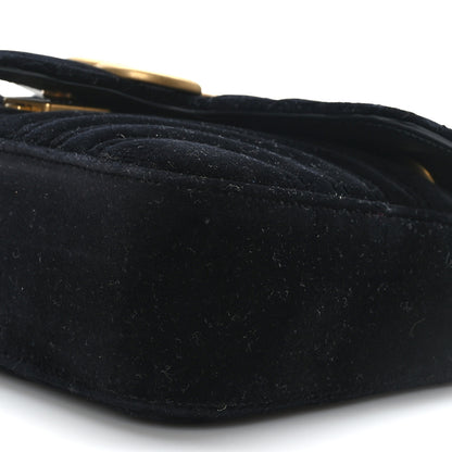 Gucci Velvet Matelasse Mini GG Marmont Shoulder Bag Black 5 of 10