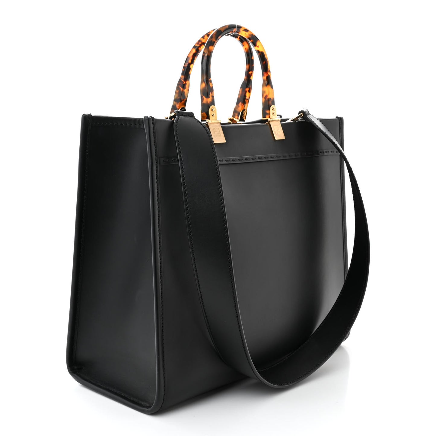 Vitello King Plexiglass Medium Fendi Sunshine Shopper Tote Black