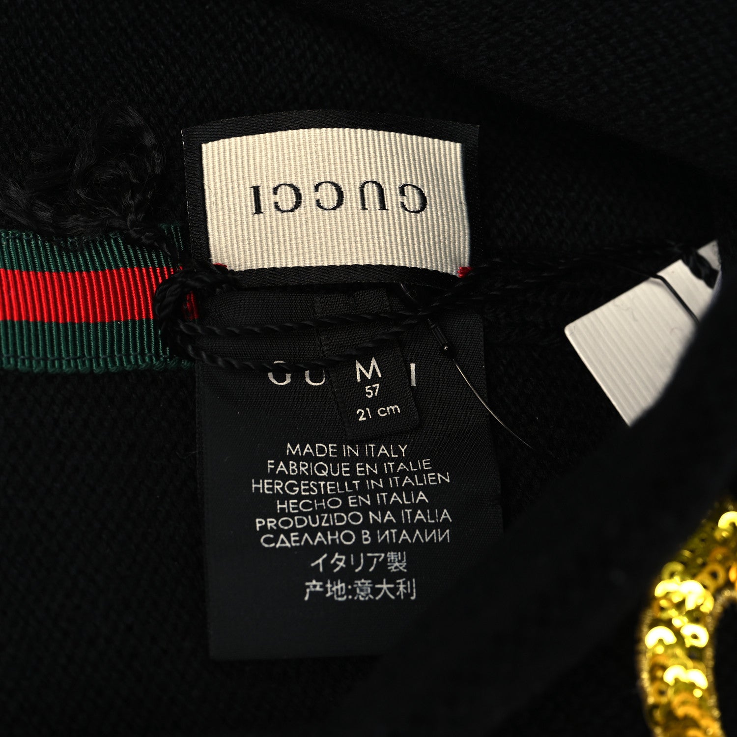 Gucci Wool Sequin Loved Beanie Hat M Black 4 of 4