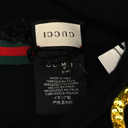 Gucci Wool Sequin Loved Beanie Hat M Black 4 of 4
