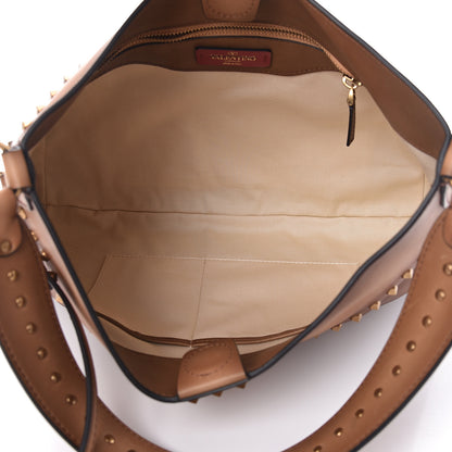 Valentino Garavani Buffed Calfskin Medium Twinkle Studs Hobo Camel 6 of 12
