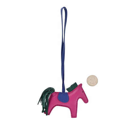 Hermes Milo Lambskin Grigri Rodeo Horse Bag Charm PM Rose Pourpre Bleu Electrique Malachite 2 of 5