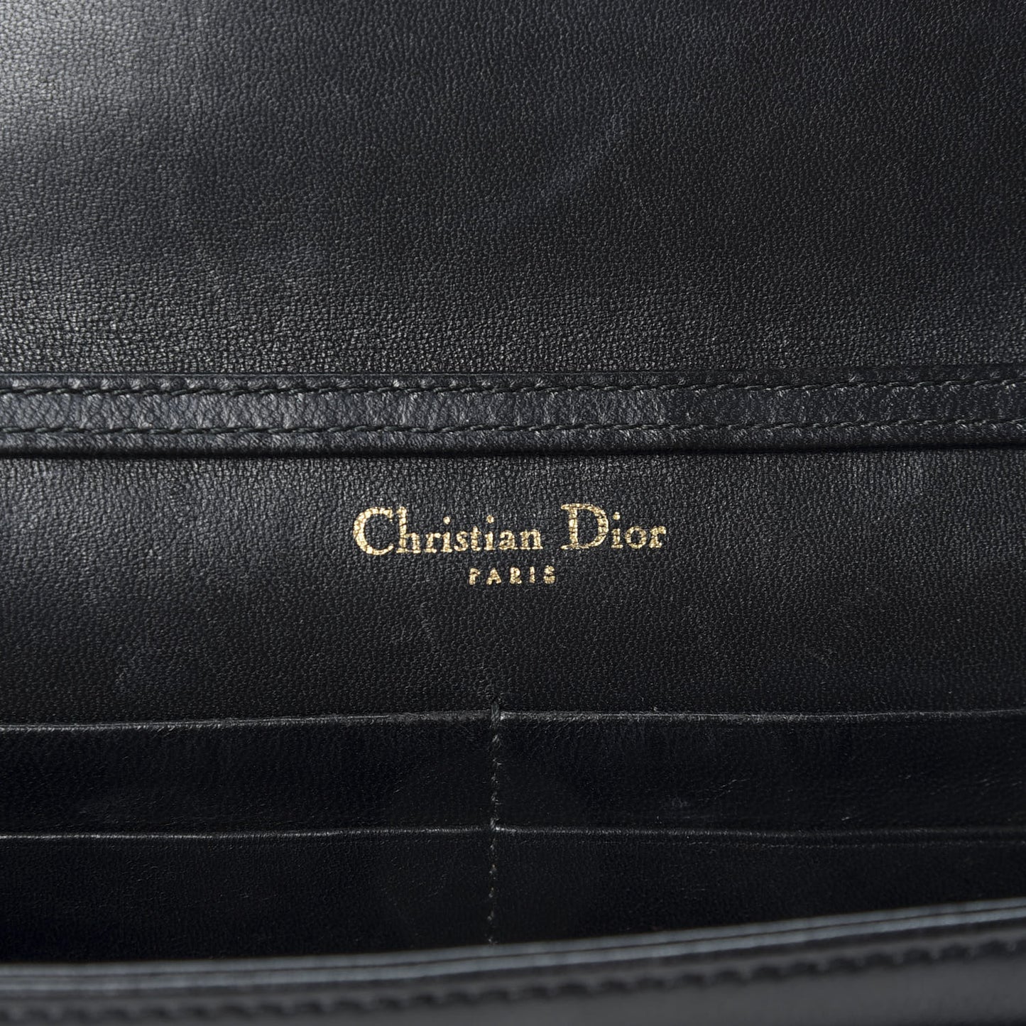 Calfskin Studded Diorama Wallet on Chain Pouch Black