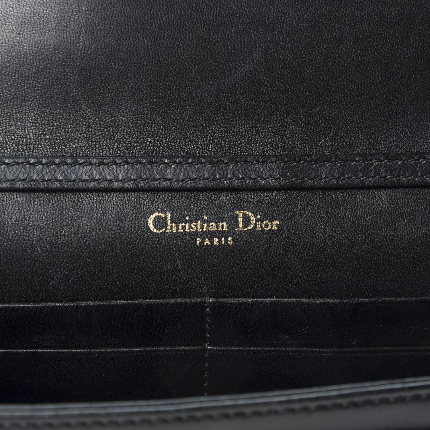 Christian Dior Calfskin Studded Diorama Wallet on Chain Pouch Black 7 of 9