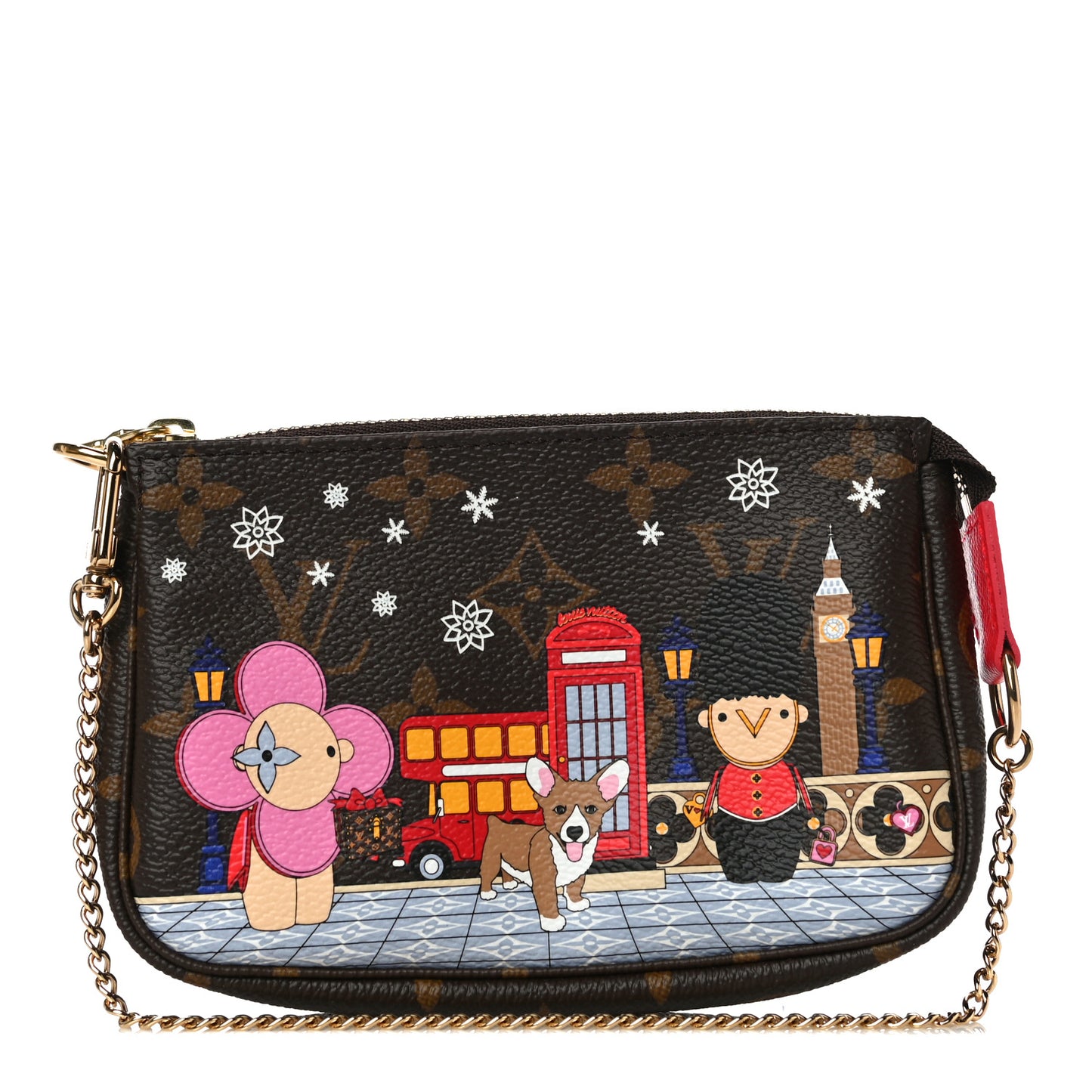 Monogram 2021 Christmas Animation London Mini Pochette Accessories Red