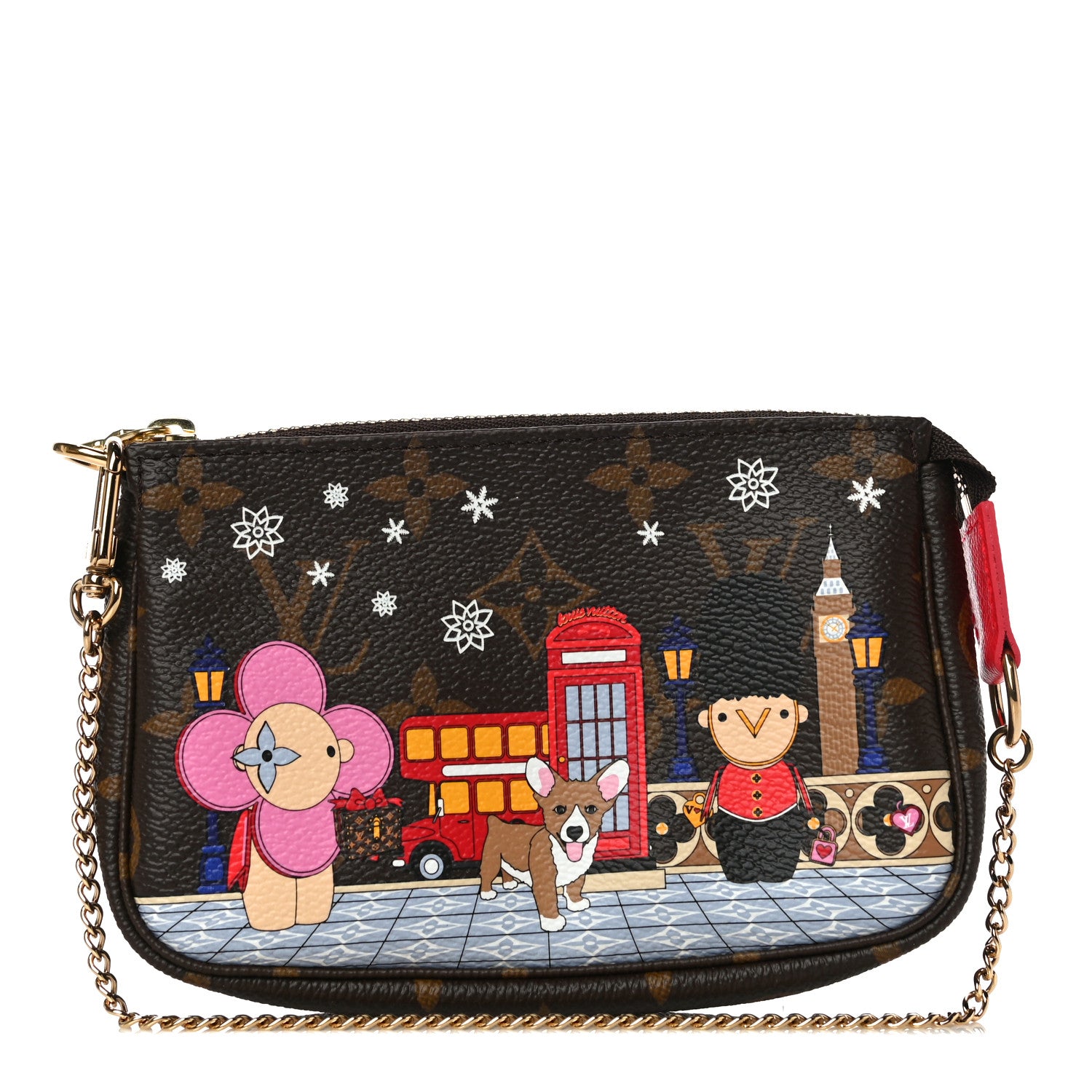 Louis Vuitton Monogram 2021 Christmas Animation London Mini Pochette Accessories Red 1 of 10