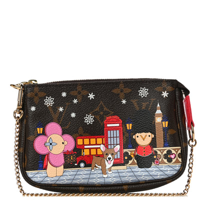 Louis Vuitton Monogram 2021 Christmas Animation London Mini Pochette Accessories Red 1 of 10