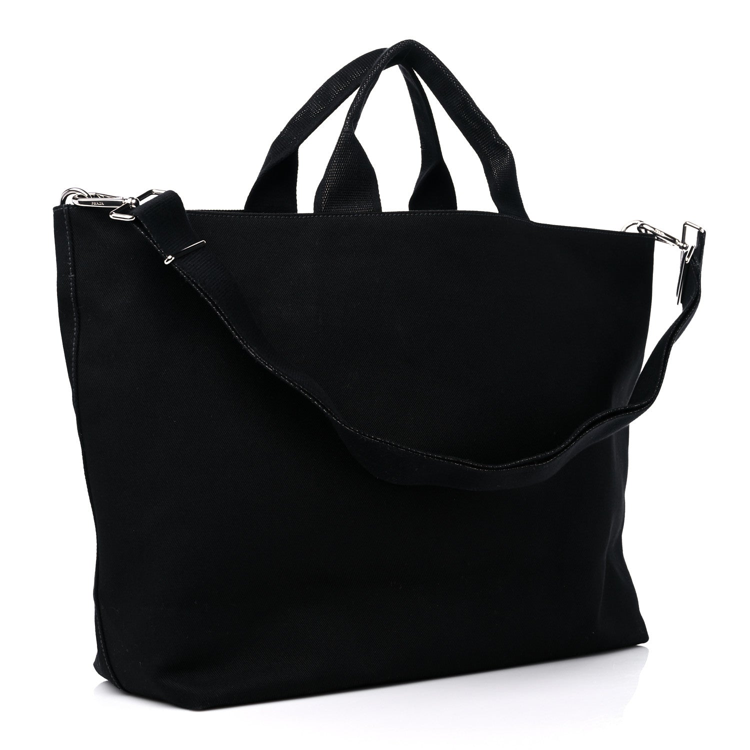 Prada Canvas Embroidered Drill Tote Black 3 of 9