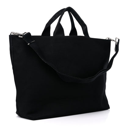 Prada Canvas Embroidered Drill Tote Black 3 of 9