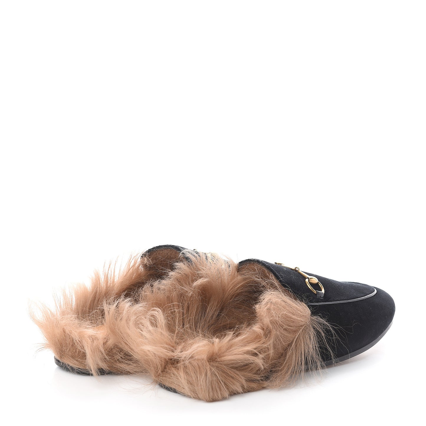 Velvet Fur Womens Princetown Slippers 38 Black