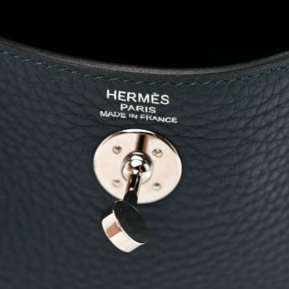 Hermes Taurillon Clemence Mini Lindy 20  Vert Cypress 6 of 10