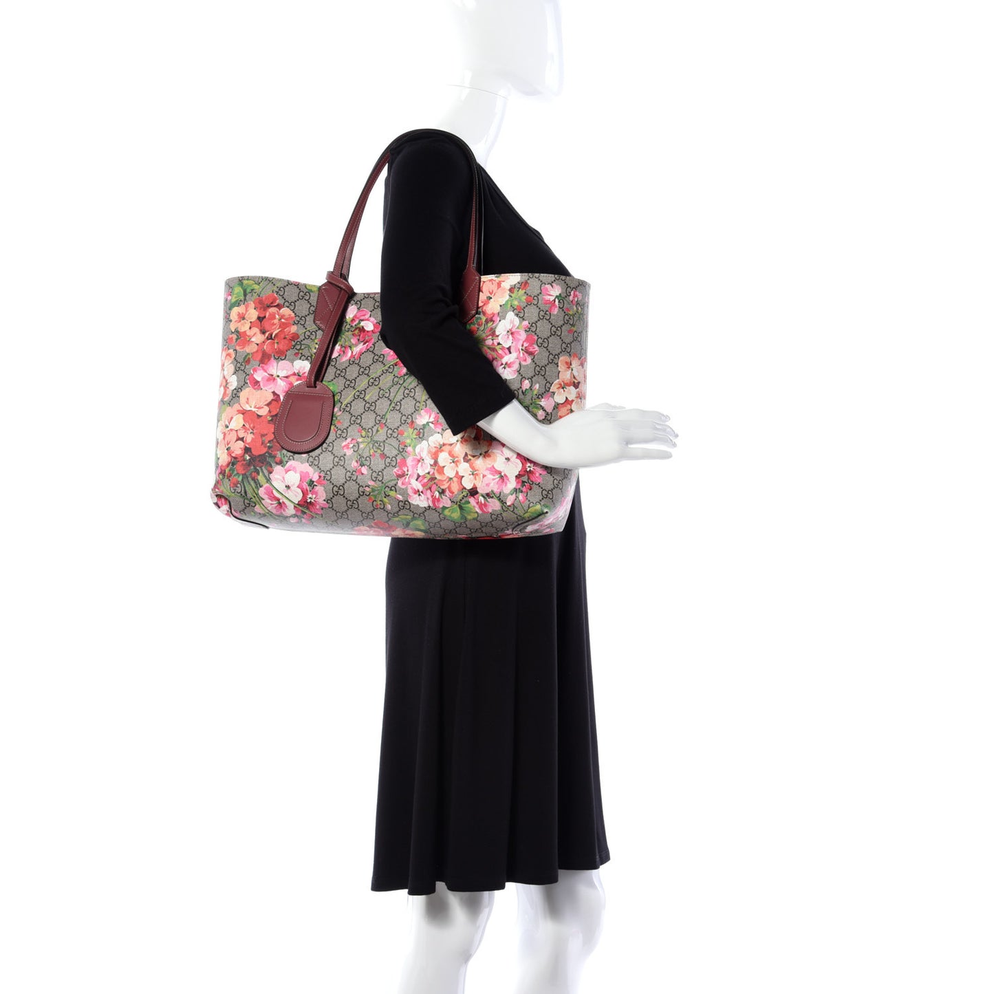 GG Supreme Monogram Blooms Medium Reversible Tote Beige Multicolor Dry Rose